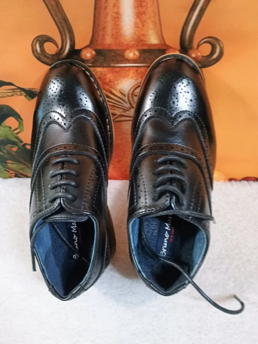 NWT Kids Bruno Marc Sz 10 Black Prince-K2 Wingtip Oxford Dress Shoes